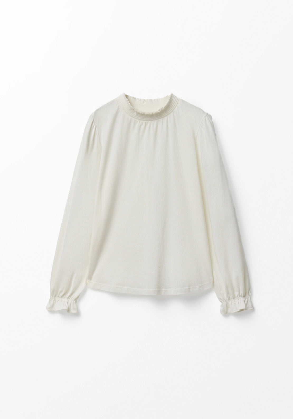 Solid Colour Smock Neck Top - White