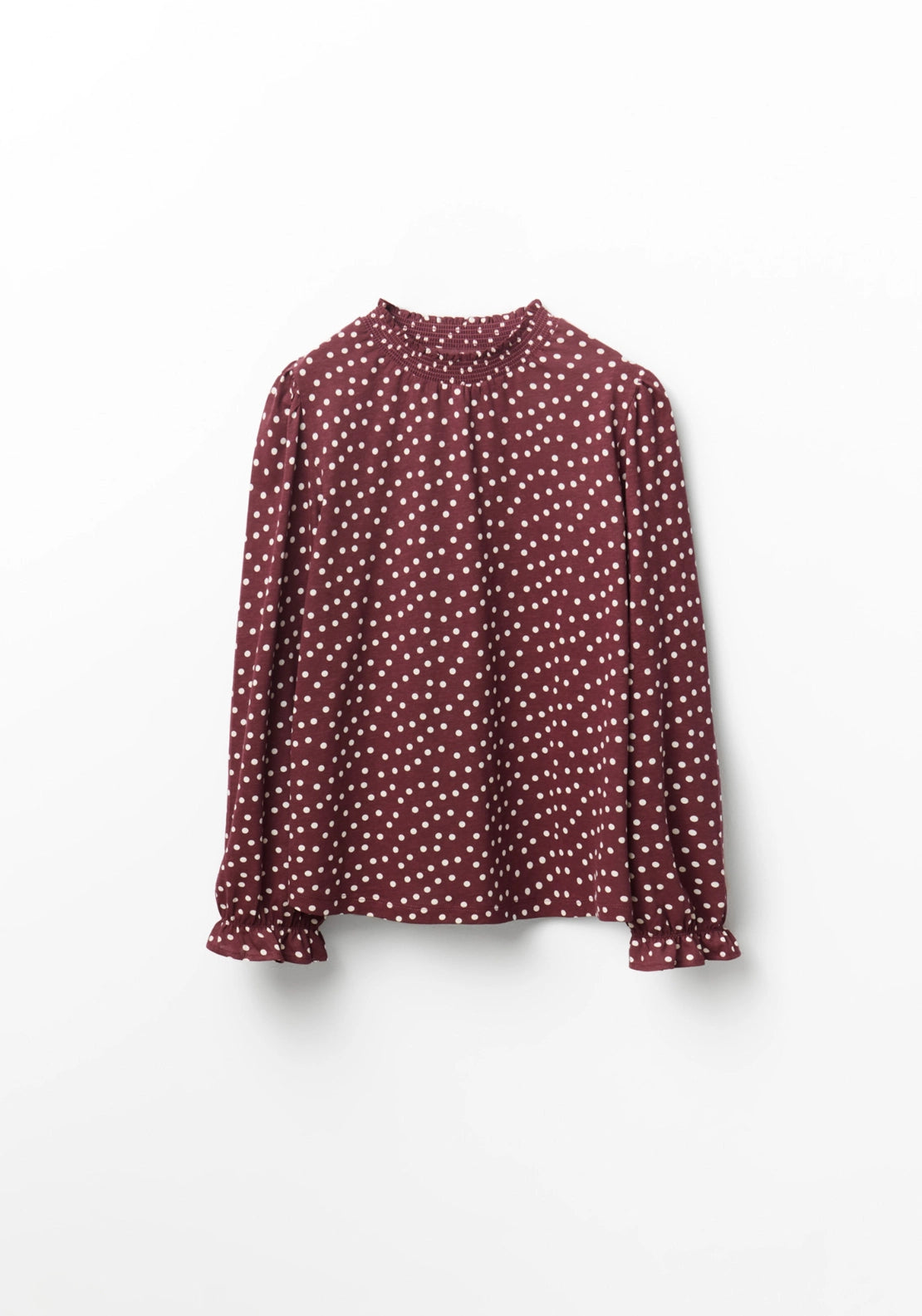 Printed Ruffle Cuff Top - Red