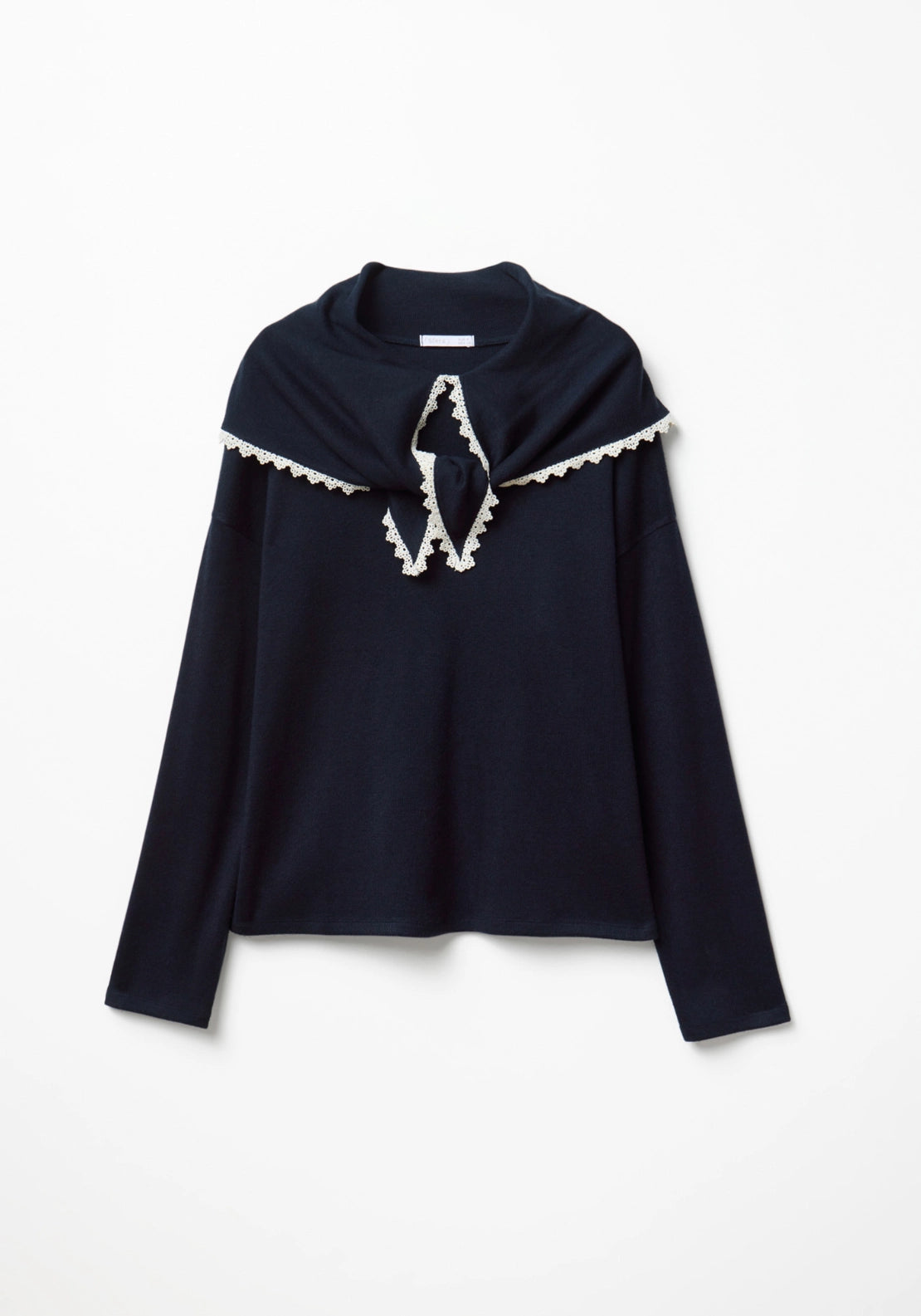 Scarf Detail Top - Navy Blue