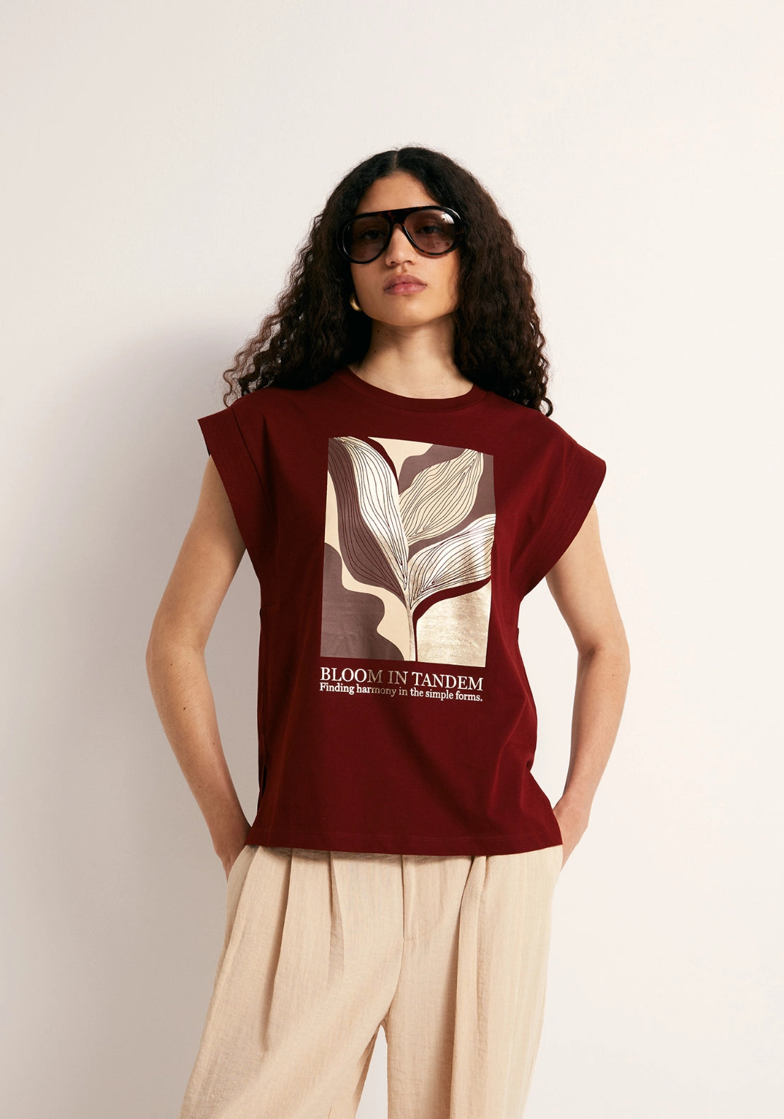 Foil Print T-Shirt - Red