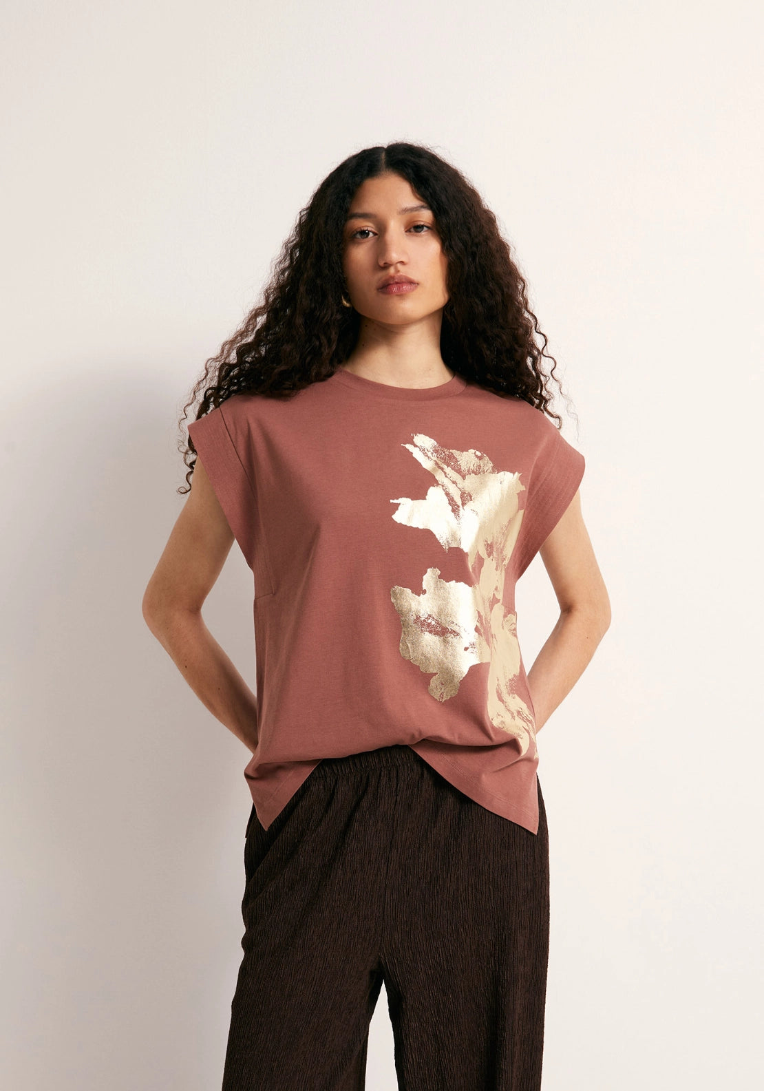 Foil Print T-Shirt - Pink