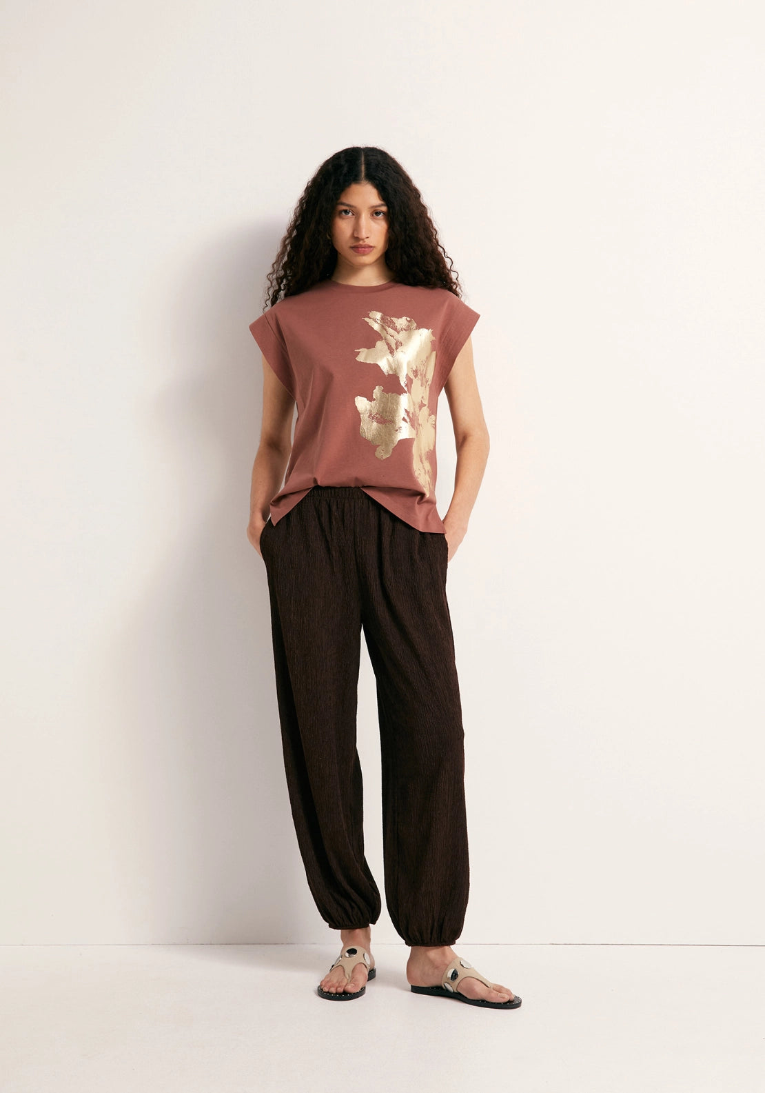 Foil Print T-Shirt - Pink
