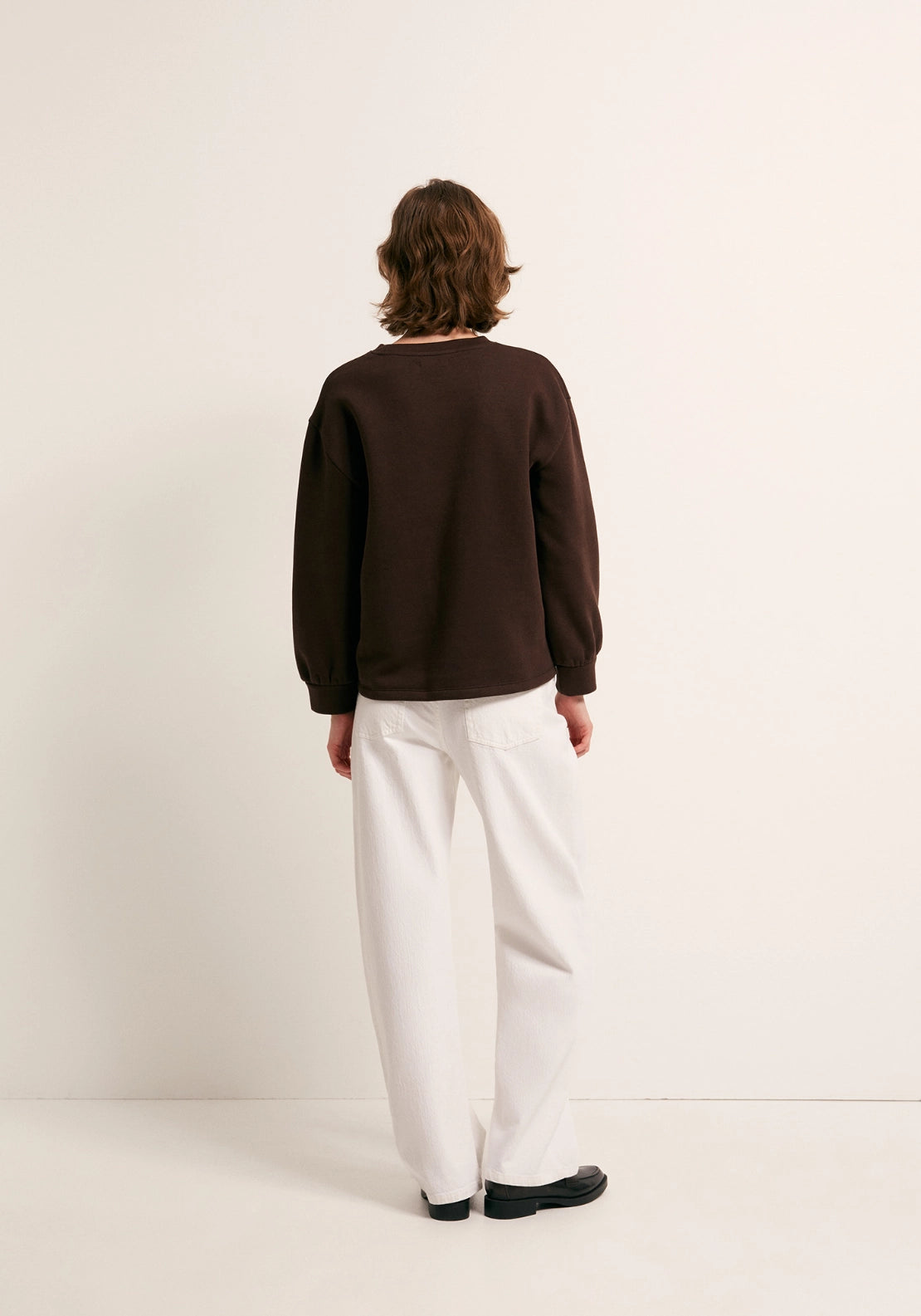 Embroidered Detail Sweatshirt - Brown