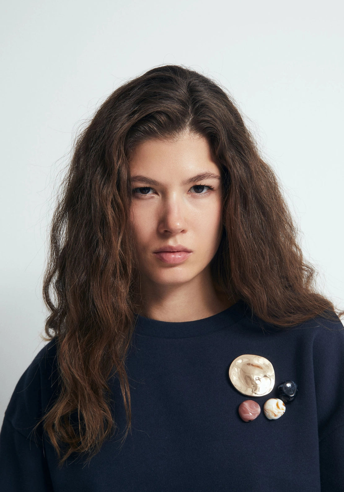 Multi Piece Brooch Sweatshirt - Blue