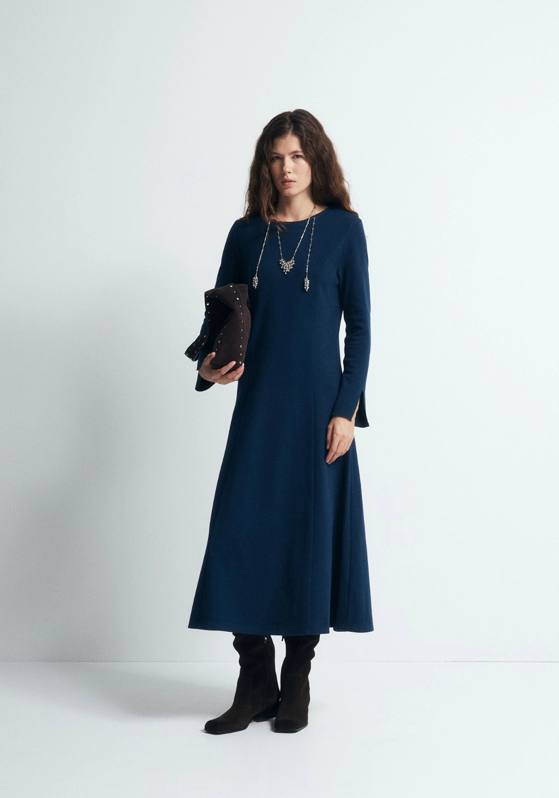 Soft Touch A Line Dress - Dark Blue