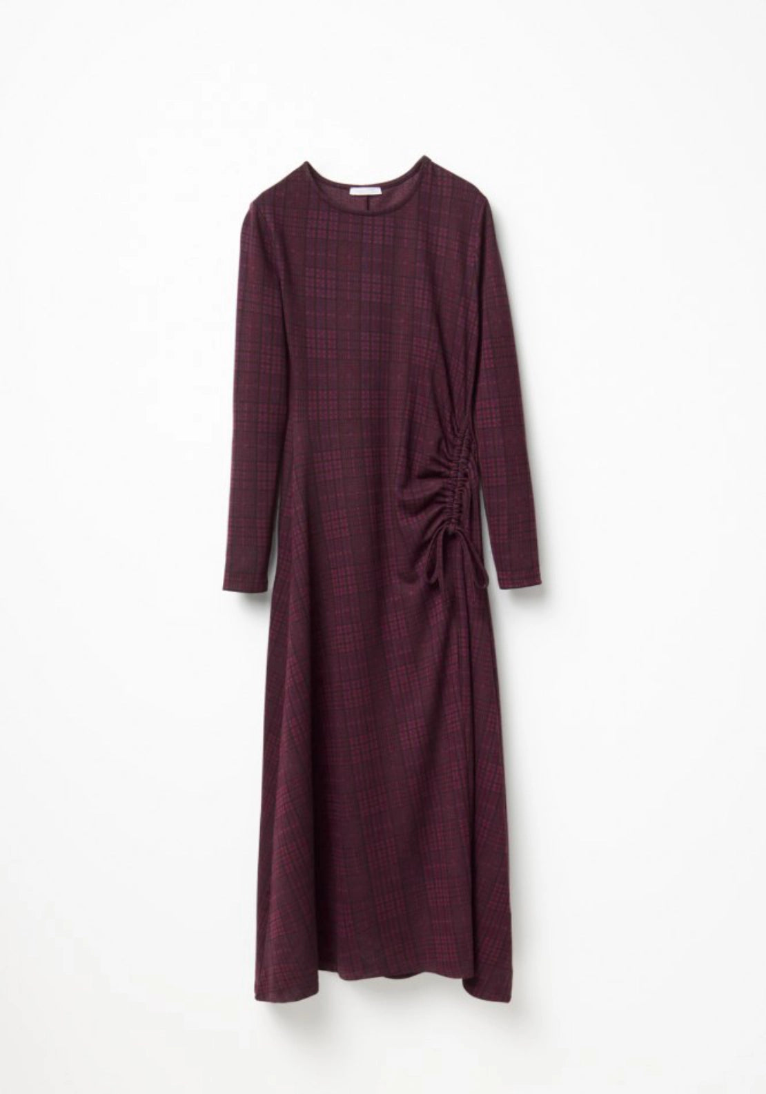 Draped Check Dress - Red