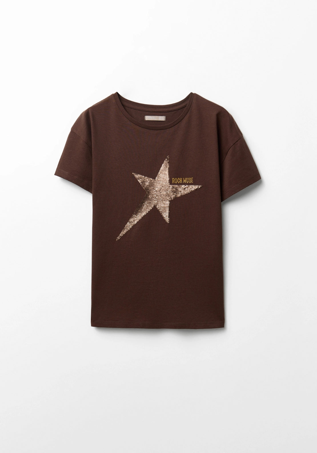 Short-Sleeve Sequin T-Shirt - Brown