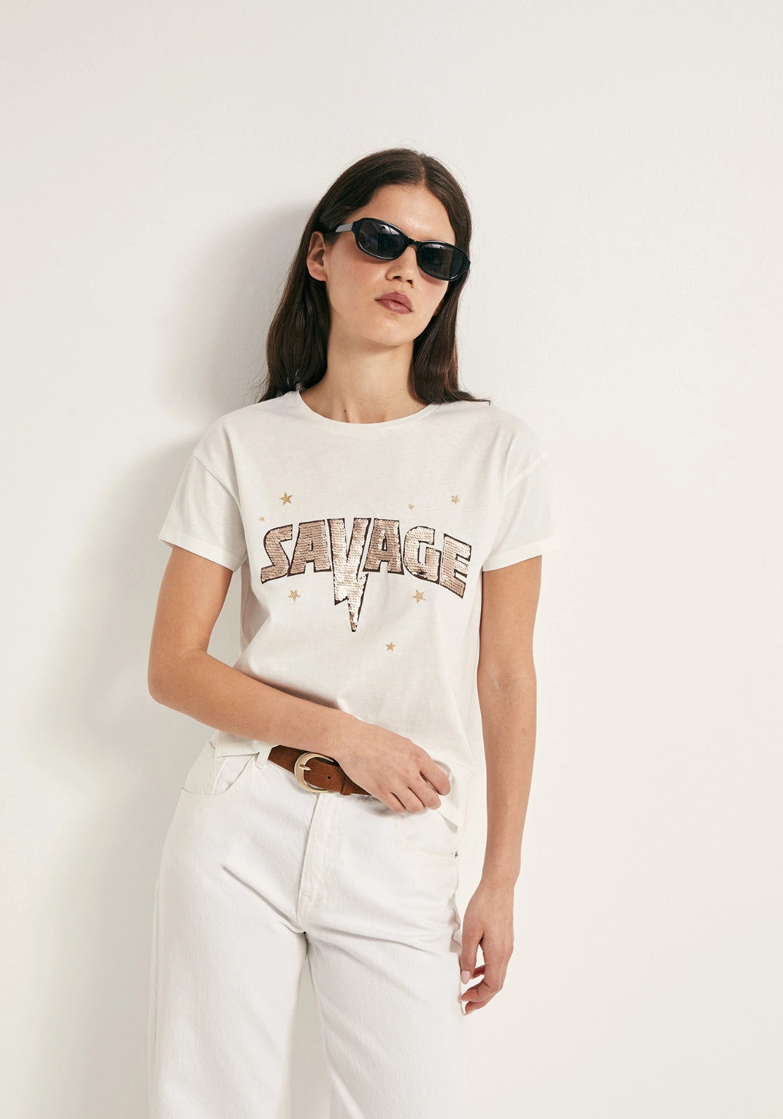 Short-Sleeve Sequin T-Shirt - White