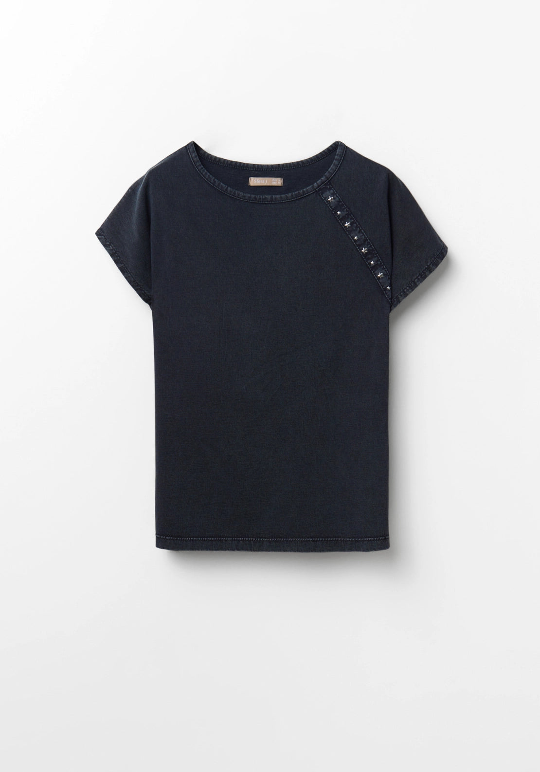 Short Sleeve Stud T-Shirt - Grey