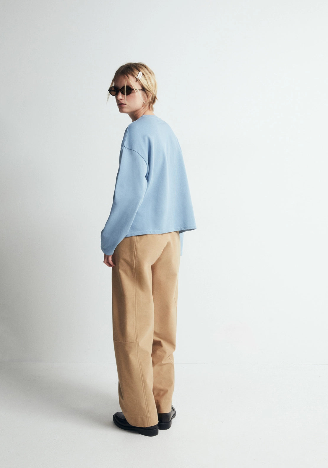 Studded Shoulder Sweatshirt - Blue