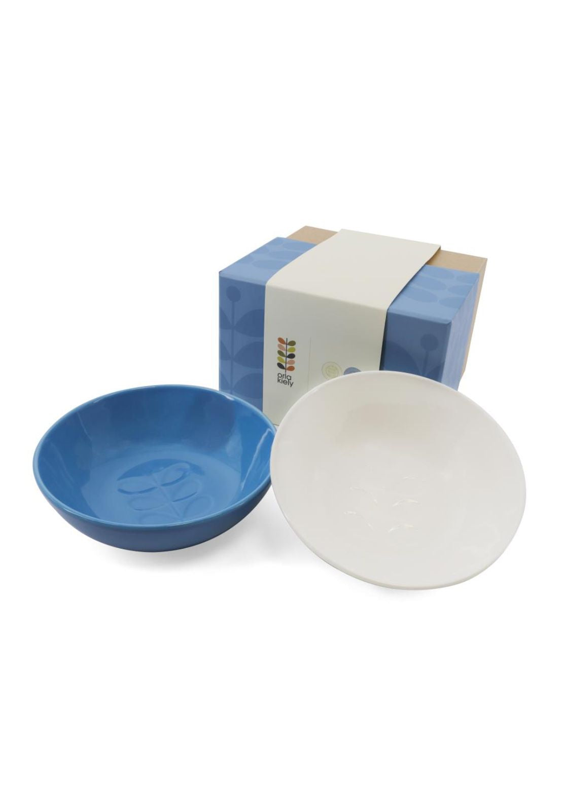 Orla Kiely Debossed Cereal Bowls Set Of 2 - Blue / White 1 Shaws Department Stores