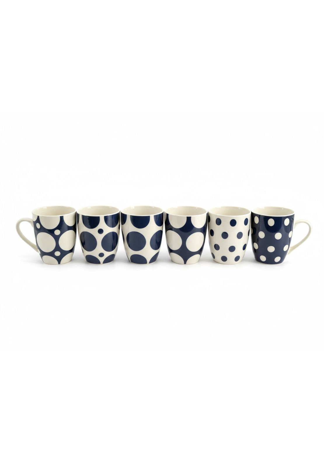 Polka Dot Mugs Set of 6 - Navy Spot