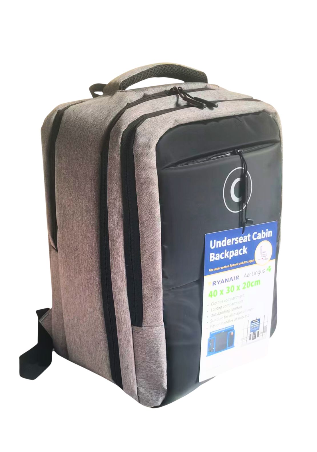 Kavanagh Giftware Underseat Cabin Backpack - RYANAIR Aer Lingus - Grey 1 Shaws Department Stores