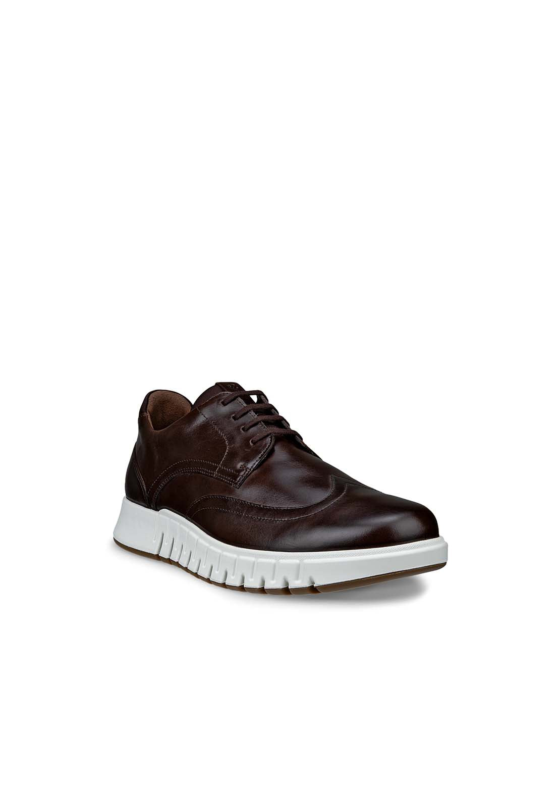 Ecco Gruuv Semi Formal Lace Shoe - Cocoa Brown 1 Shaws Department Stores