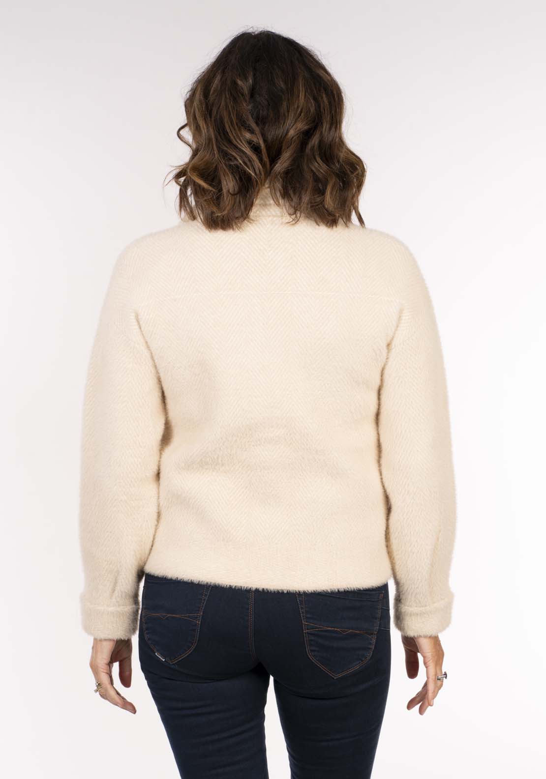 Tea Lane Fluffy Yarn Jacket - Pearl Combo 6 Shaws Department Stores