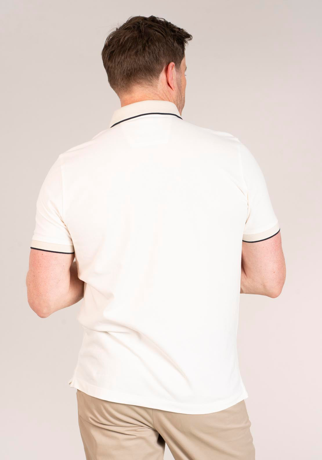 Yeats Plain 3-Button Polo - Beige 2 Shaws Department Stores