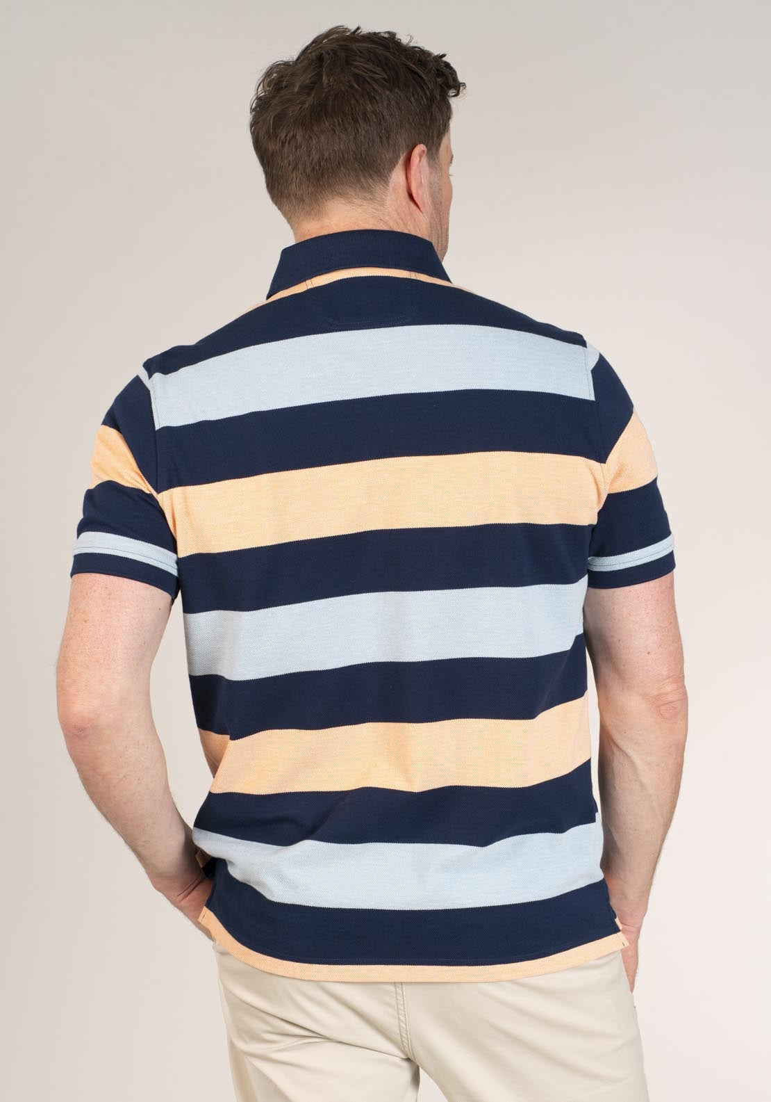 Yeats 3-Button Stripe Polo Shirt - Blue 2 Shaws Department Stores