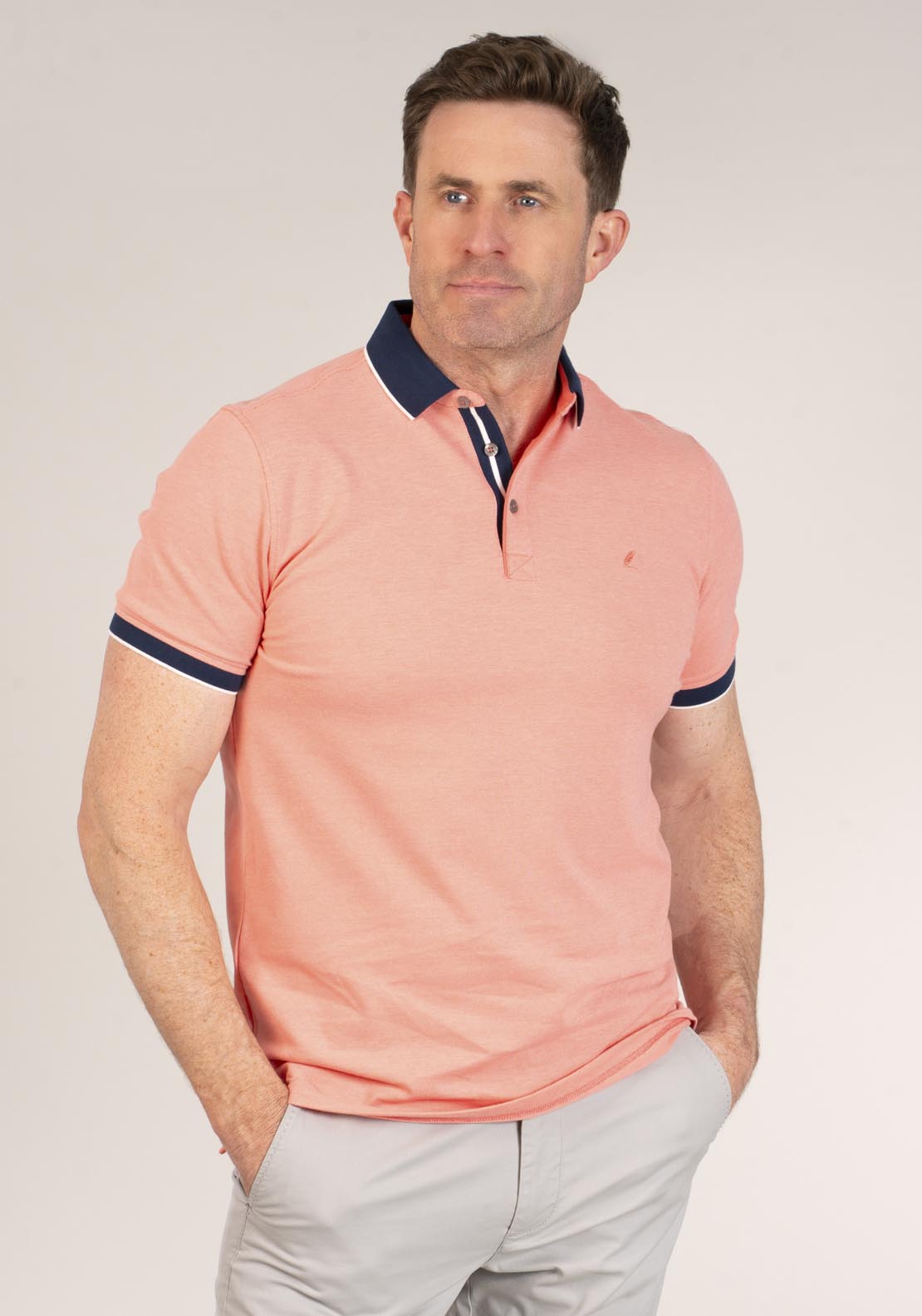 Yeats Piqué Polo Shirt - Orange 1 Shaws Department Stores