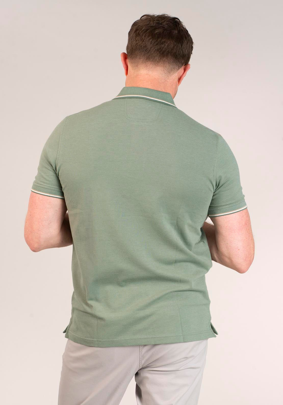 Yeats 1/2 Zip Sweatshirt with Buttons - Green 2 Shaws Department Stores