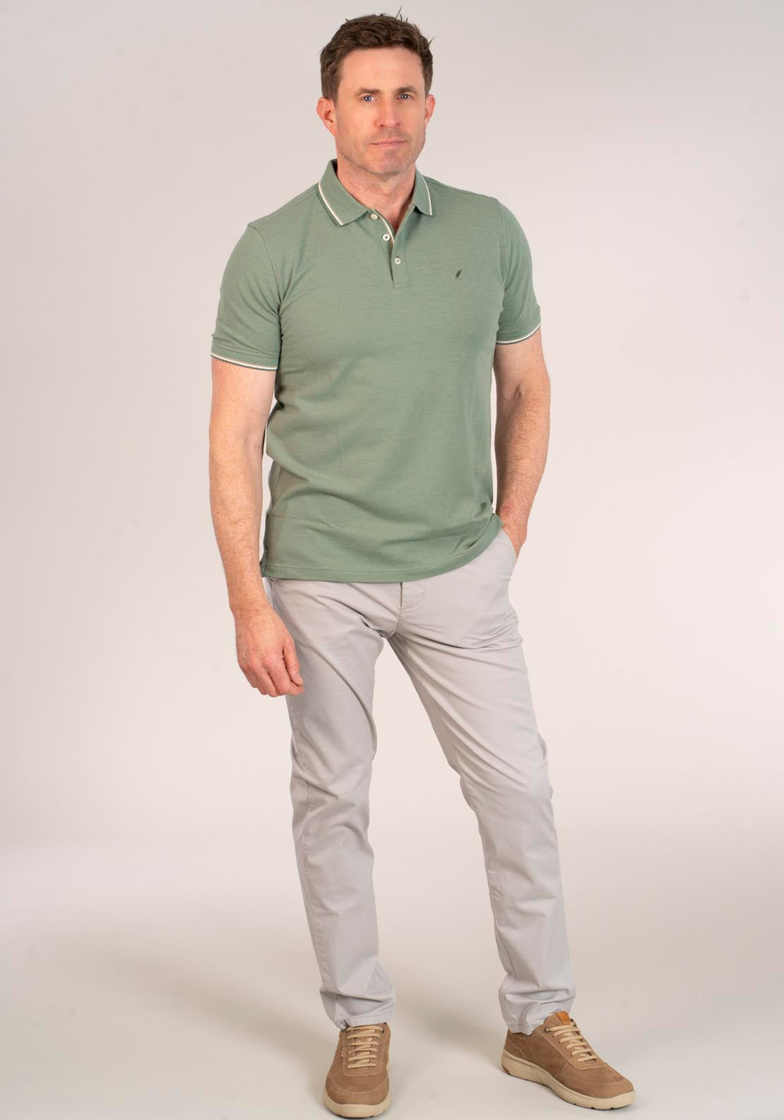 Yeats 1/2 Zip Sweatshirt with Buttons - Green 7 Shaws Department Stores