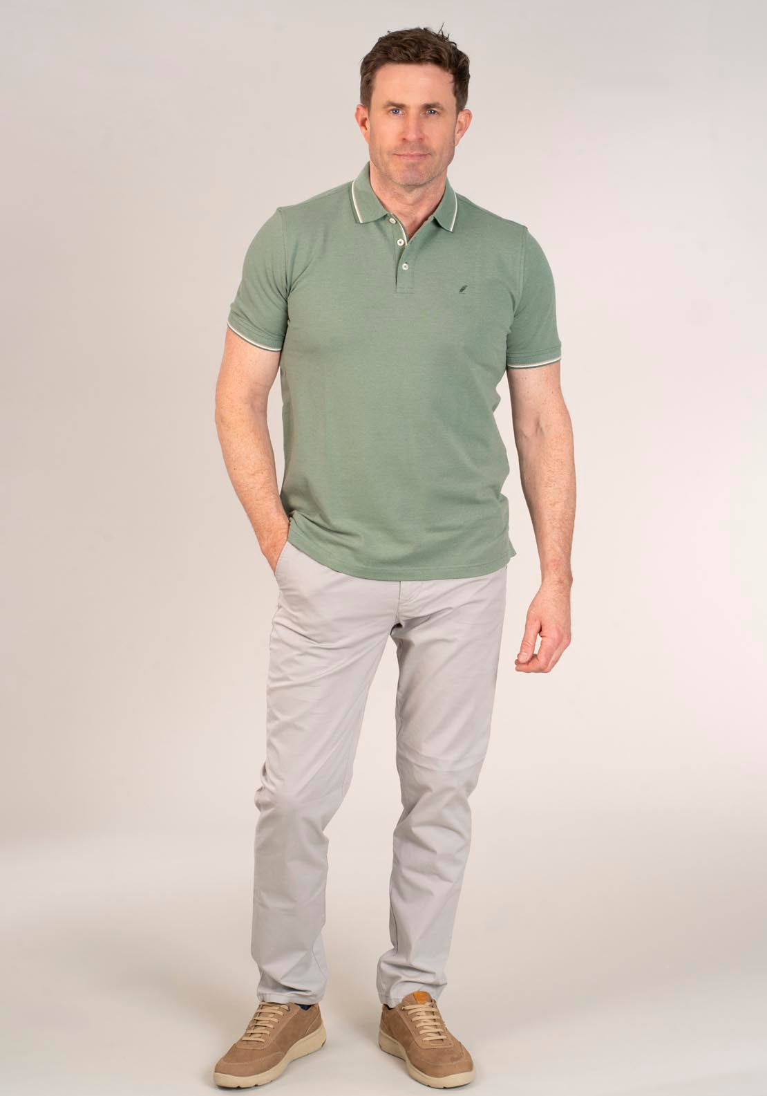 Yeats 1/2 Zip Sweatshirt with Buttons - Green 6 Shaws Department Stores