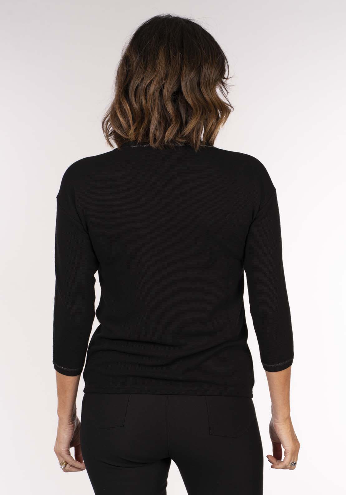 Tea Lane Print Top Plain Back - Black 6 Shaws Department Stores