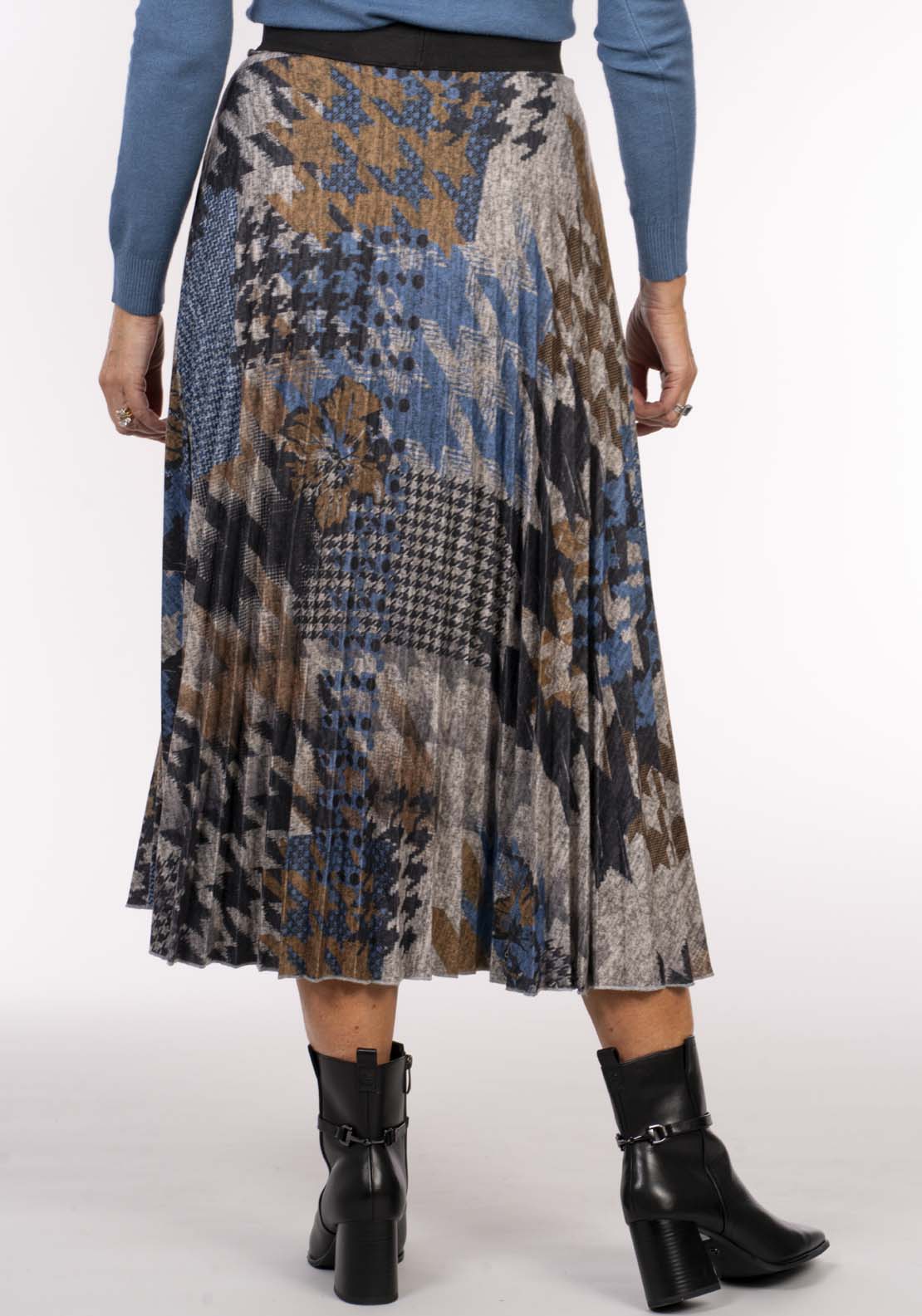 Tea Lane Pleat Print Skirt - Blue Jeans 6 Shaws Department Stores