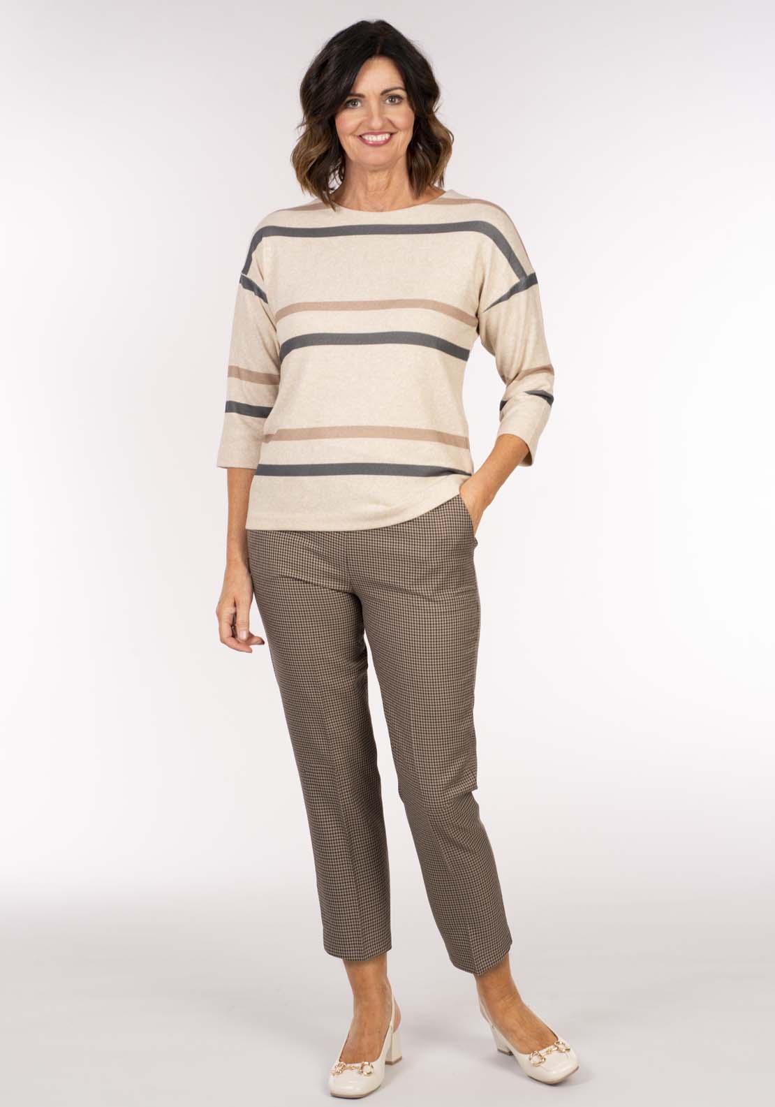 Tea Lane Stripe Warmknit Top - Blue Jeans 4 Shaws Department Stores