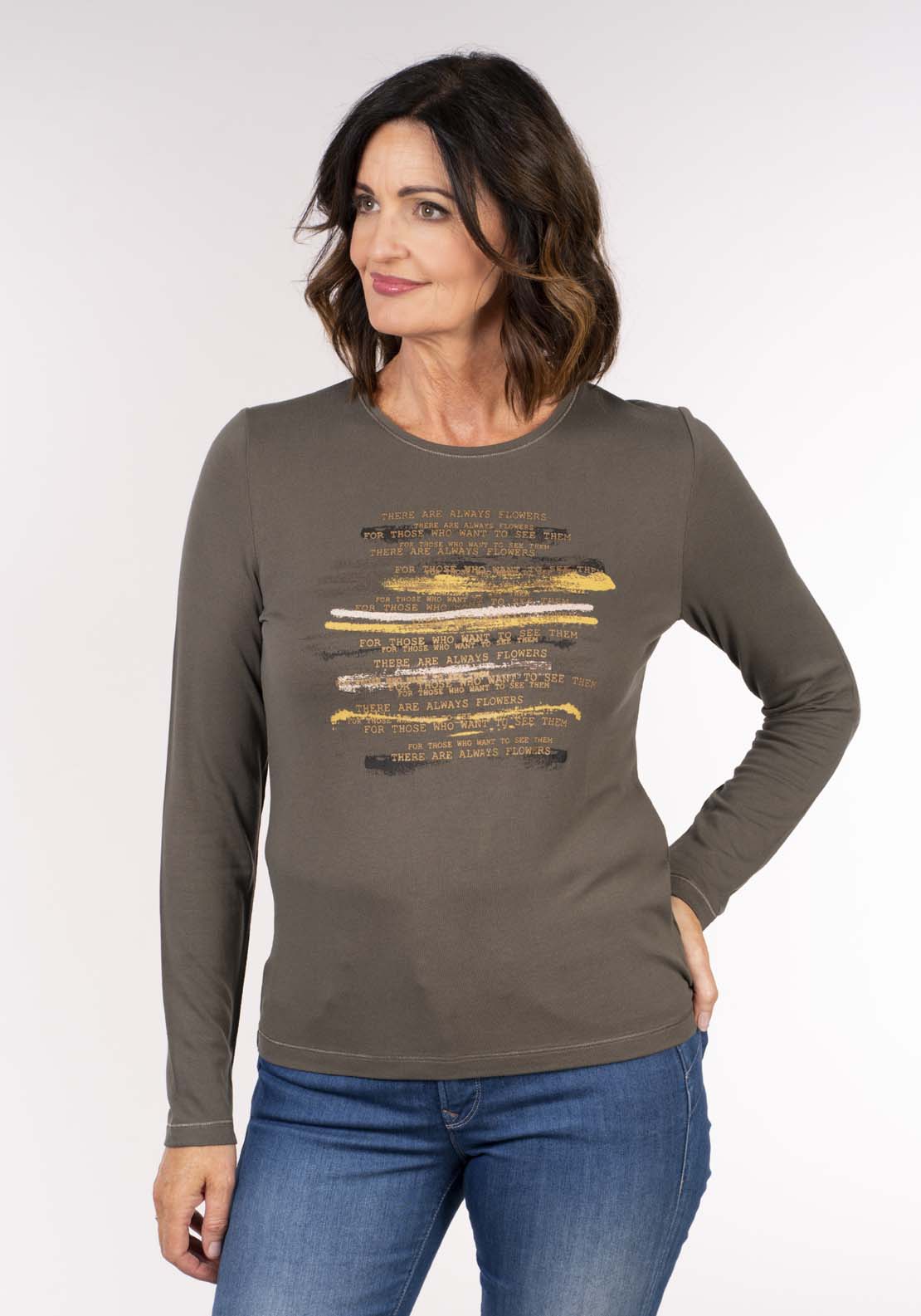 Tea Lane Word Print Top - Green 2 Shaws Department Stores
