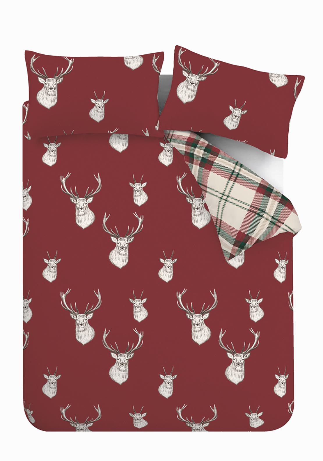 The Home Collection Stag Check Duvet Cover Set Soft - Mulberry 5 Shaws Department Stores