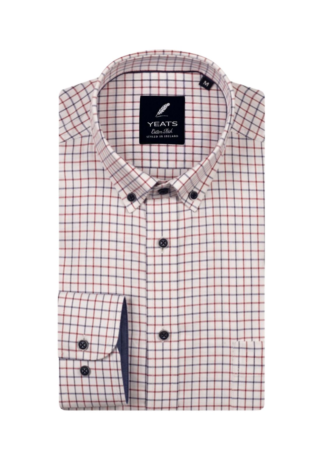 Yeats Long Sleeve Check Shirt - Red 1 Shaws Department Stores