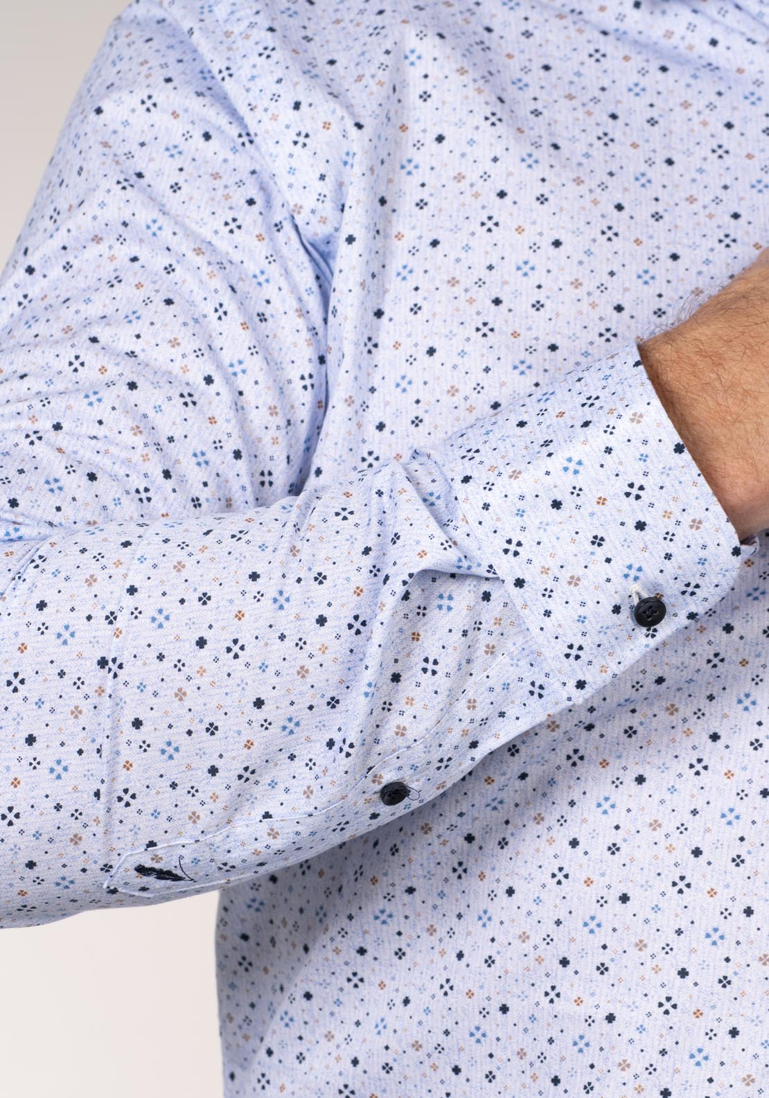 Yeats Long Sleeve Print Shirt - Blue 4 Shaws Department Stores