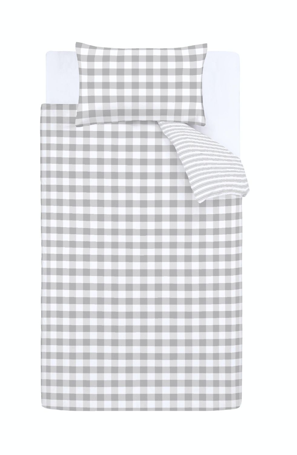 Stripe Cotton Fitted Sheet - White/Grey