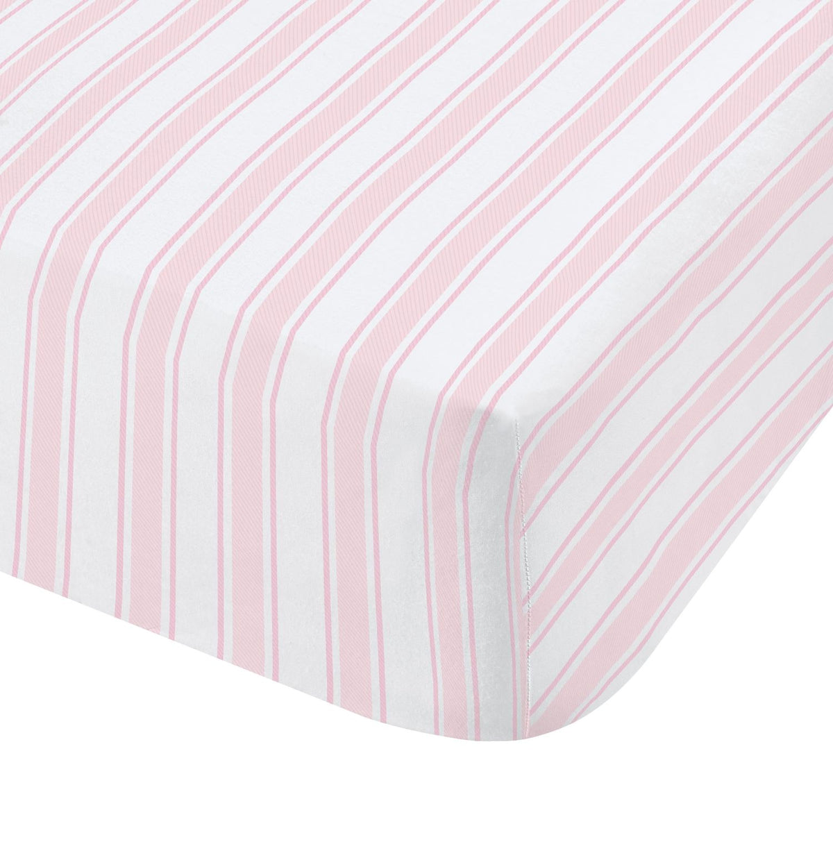 Stripe Cotton Fitted Sheet - Blush Pink/White