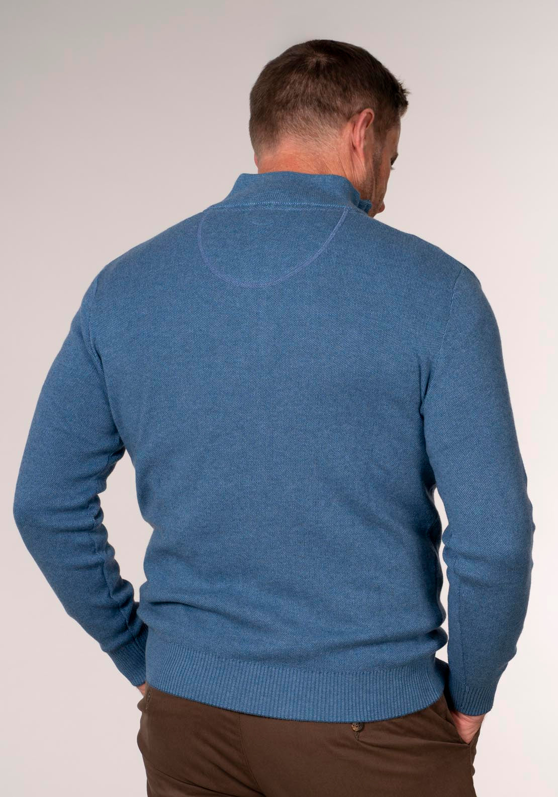 Yeats 1/4 Zip Knitwear - Blue 2 Shaws Department Stores