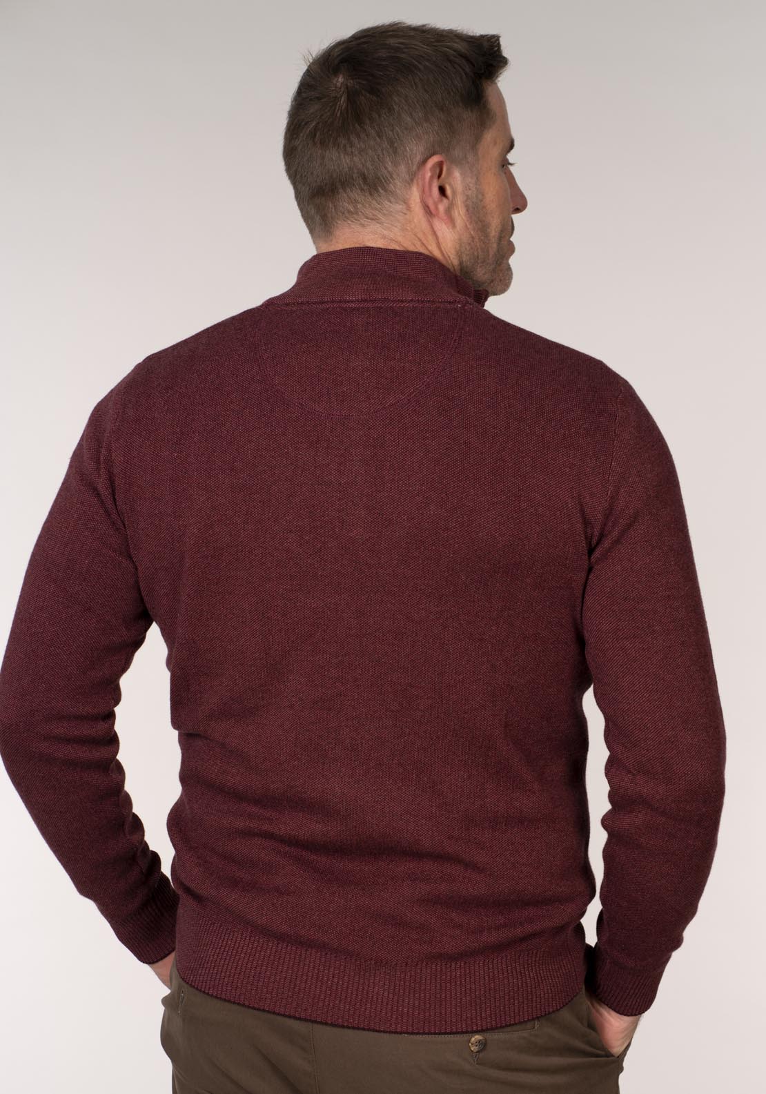 Yeats 1/4 Zip Knitwear - Berry 2 Shaws Department Stores