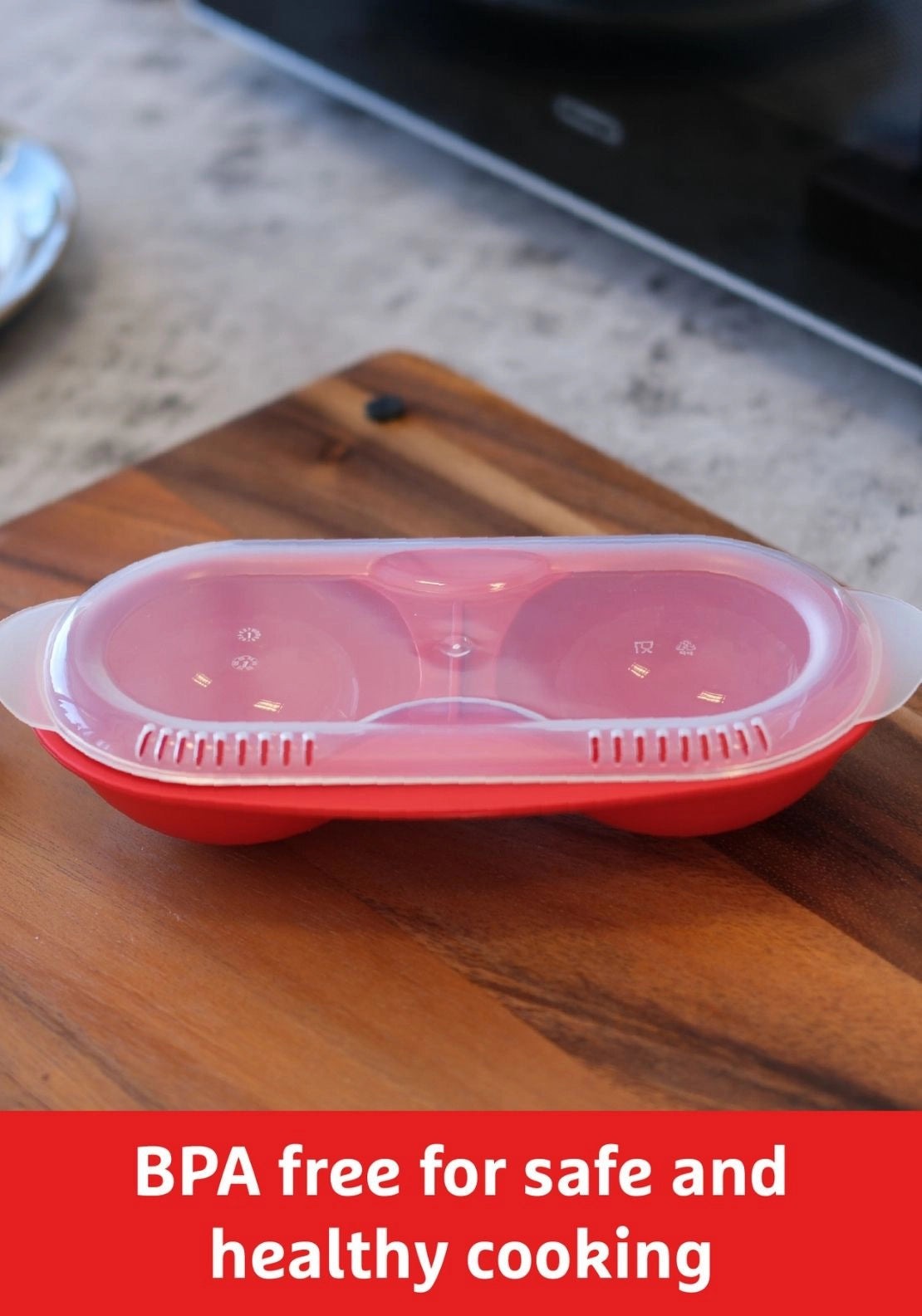 Prestige Good2Heat Microwave Cookware 2 Egg Poacher - Red 2 Shaws Department Stores