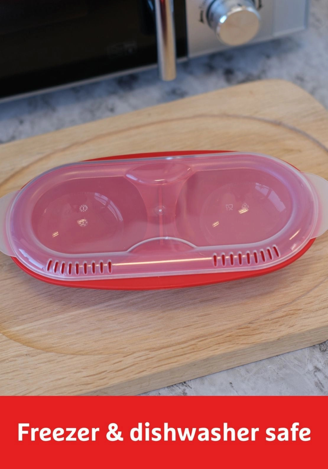 Prestige Good2Heat Microwave Cookware 2 Egg Poacher - Red 3 Shaws Department Stores