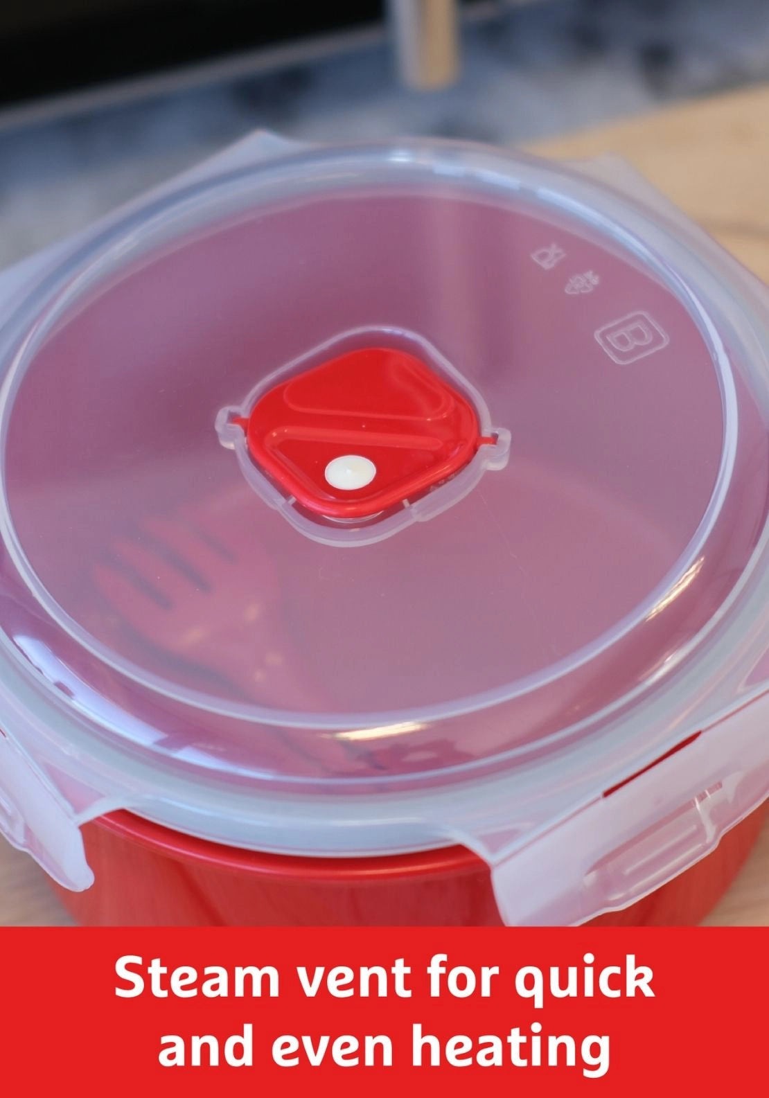 Prestige Good2Heat Microwave Cookware Bowl &amp; Spork 900ml - Red 3 Shaws Department Stores