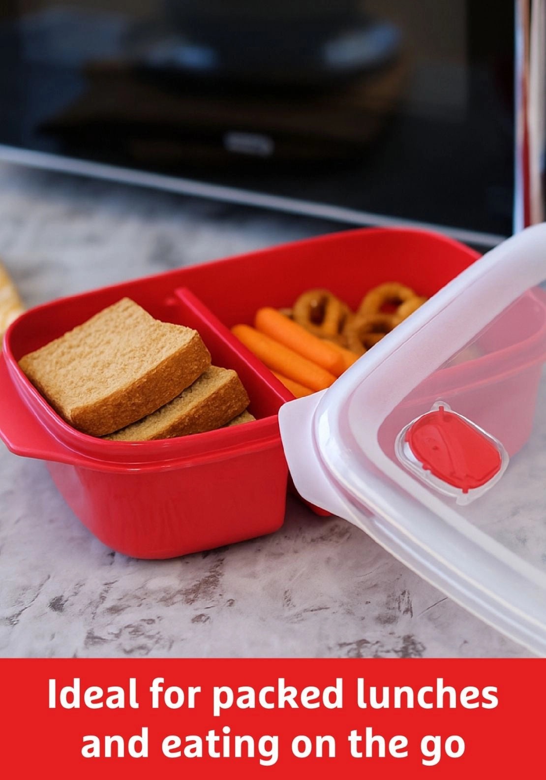 Prestige Good2Heat Microwave Cookware Divided Container 1.3L - Red 3 Shaws Department Stores