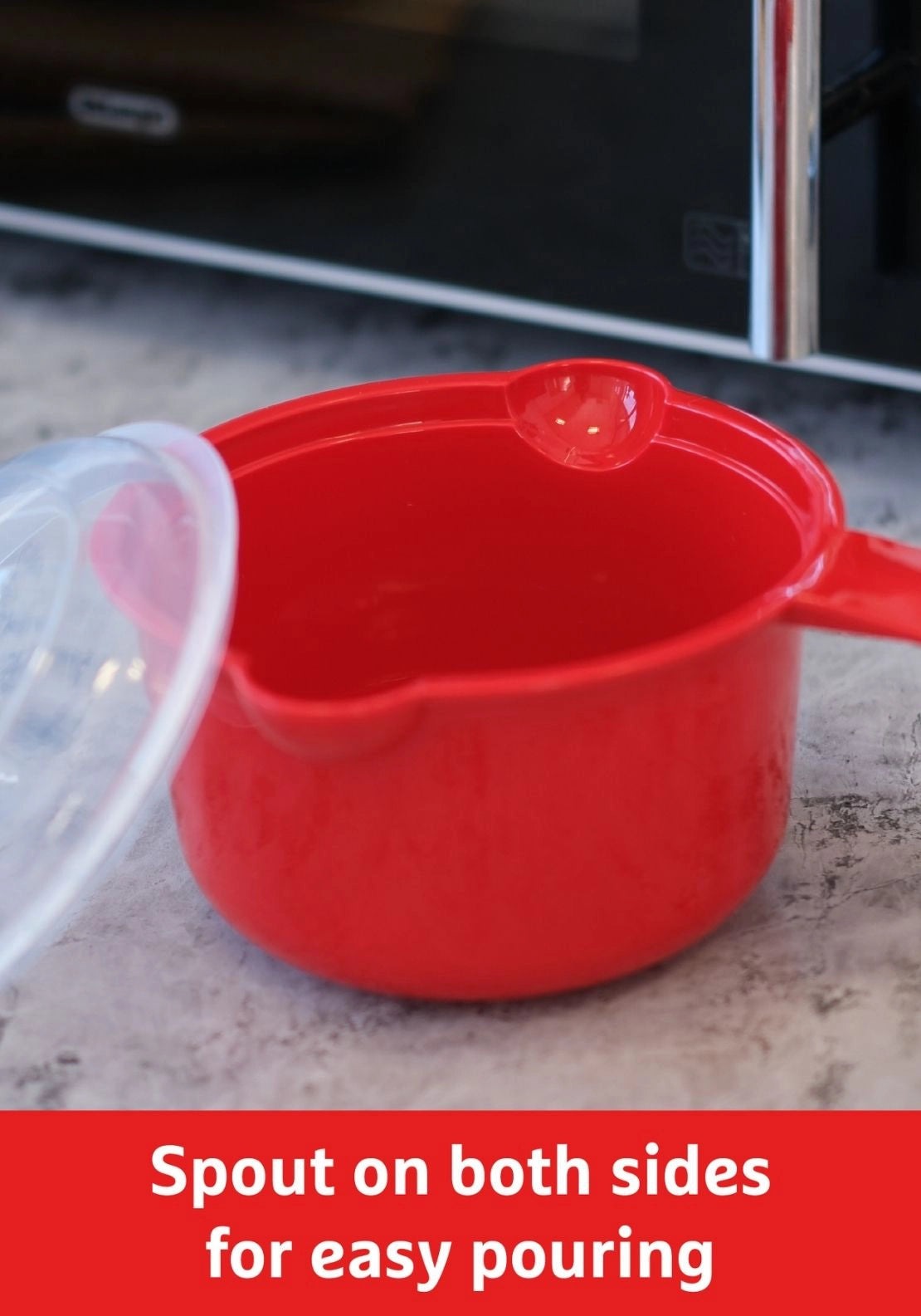 Prestige Good2Heat Microwave Cookware Saucepan &amp; Lid 640ml - Red 2 Shaws Department Stores