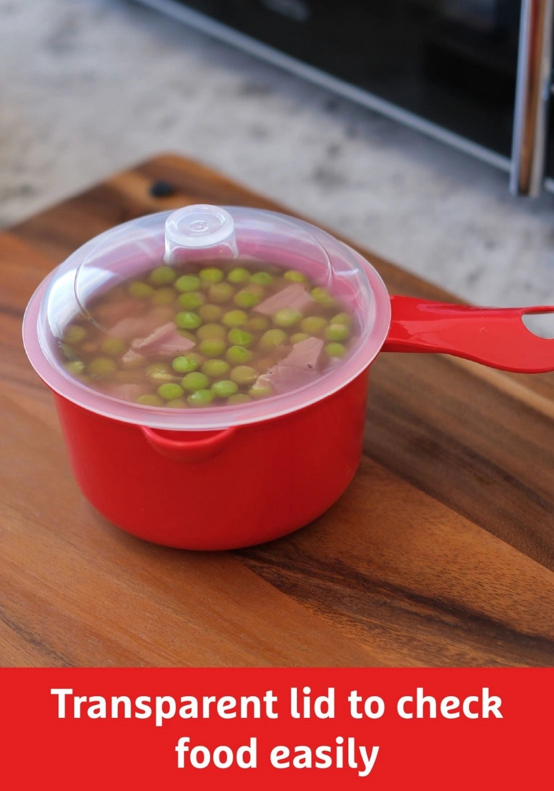 Prestige Good2Heat Microwave Cookware Saucepan &amp; Lid 640ml - Red 5 Shaws Department Stores