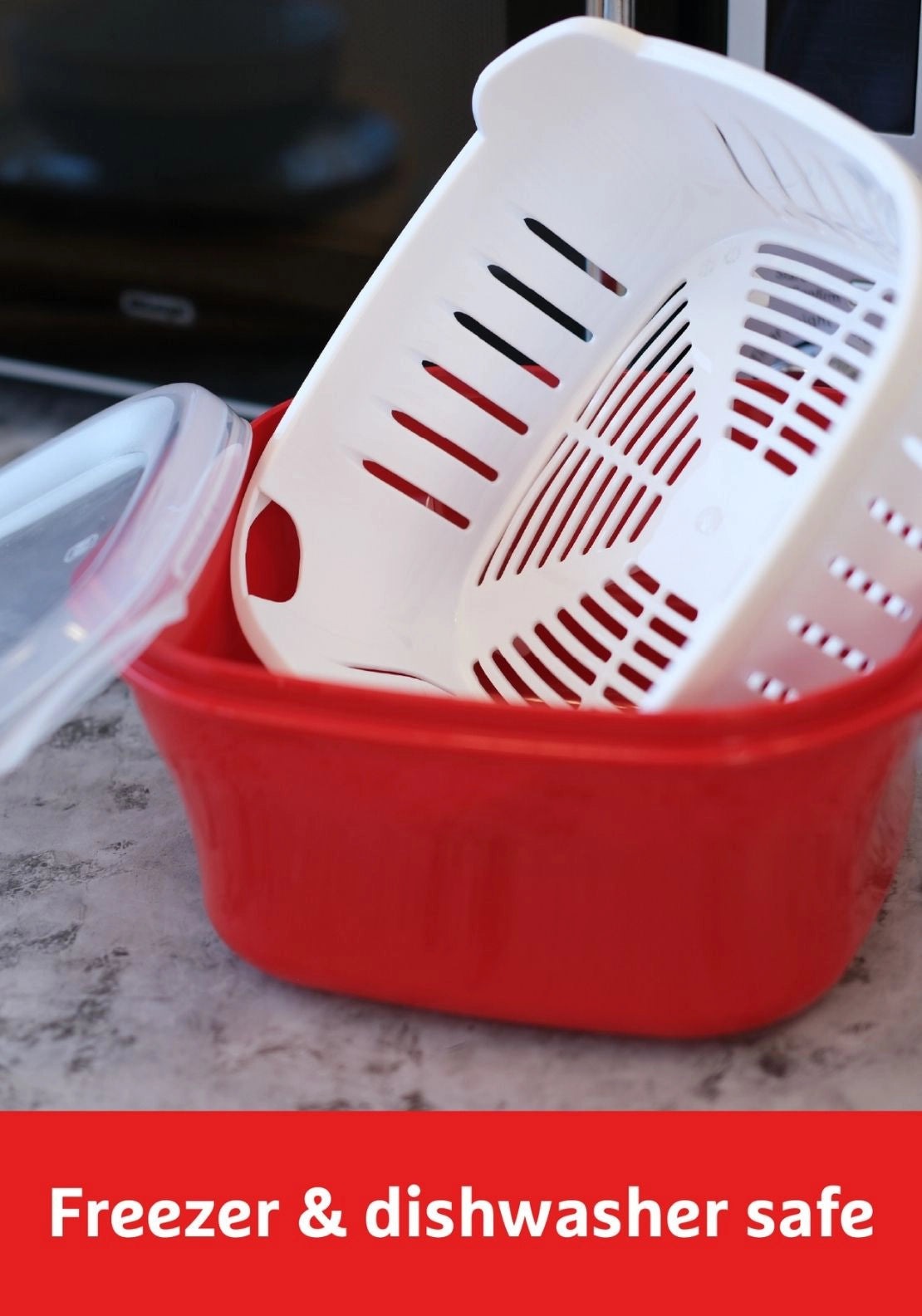 Prestige Good2Heat Microwave Cookware Steamer 2.6L - Red 2 Shaws Department Stores