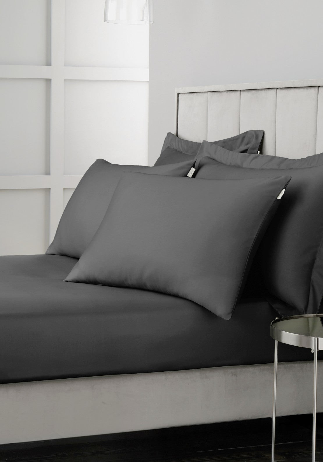 Bianca 100% Cotton Sateen 400 Thread Count Flat Sheet - Grey 1 Shaws Department Stores
