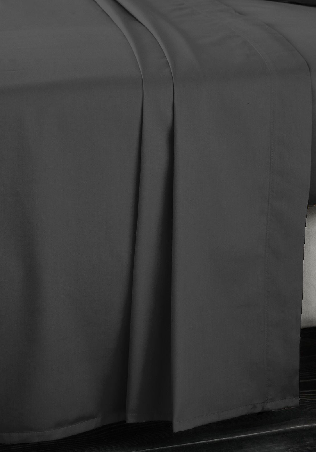 Bianca 400 Thread Count Sateen Flat Sheet 100% Cotton - Charcoal 2 Shaws Department Stores