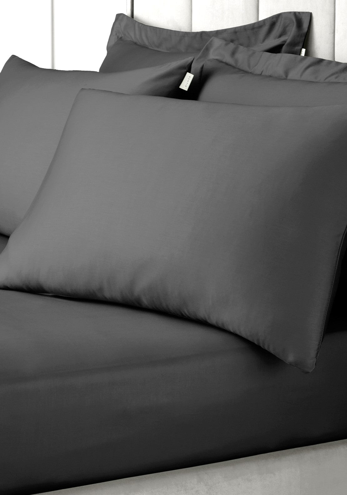 Bianca 100% Cotton Sateen 400 Thread Count Standard Pillowcase Pair - Grey 2 Shaws Department Stores
