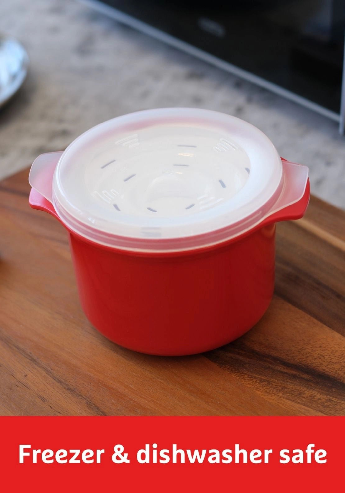Prestige Good2Heat Microwave Cookware Single Portion Rice Cooker 1L - Red 3 Shaws Department Stores