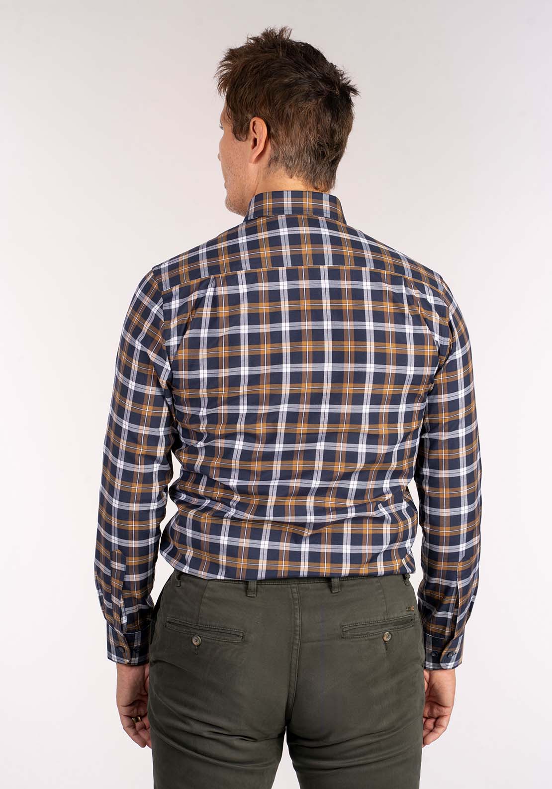 Drifter Long Sleeve Check Shirt - Beige 6 Shaws Department Stores