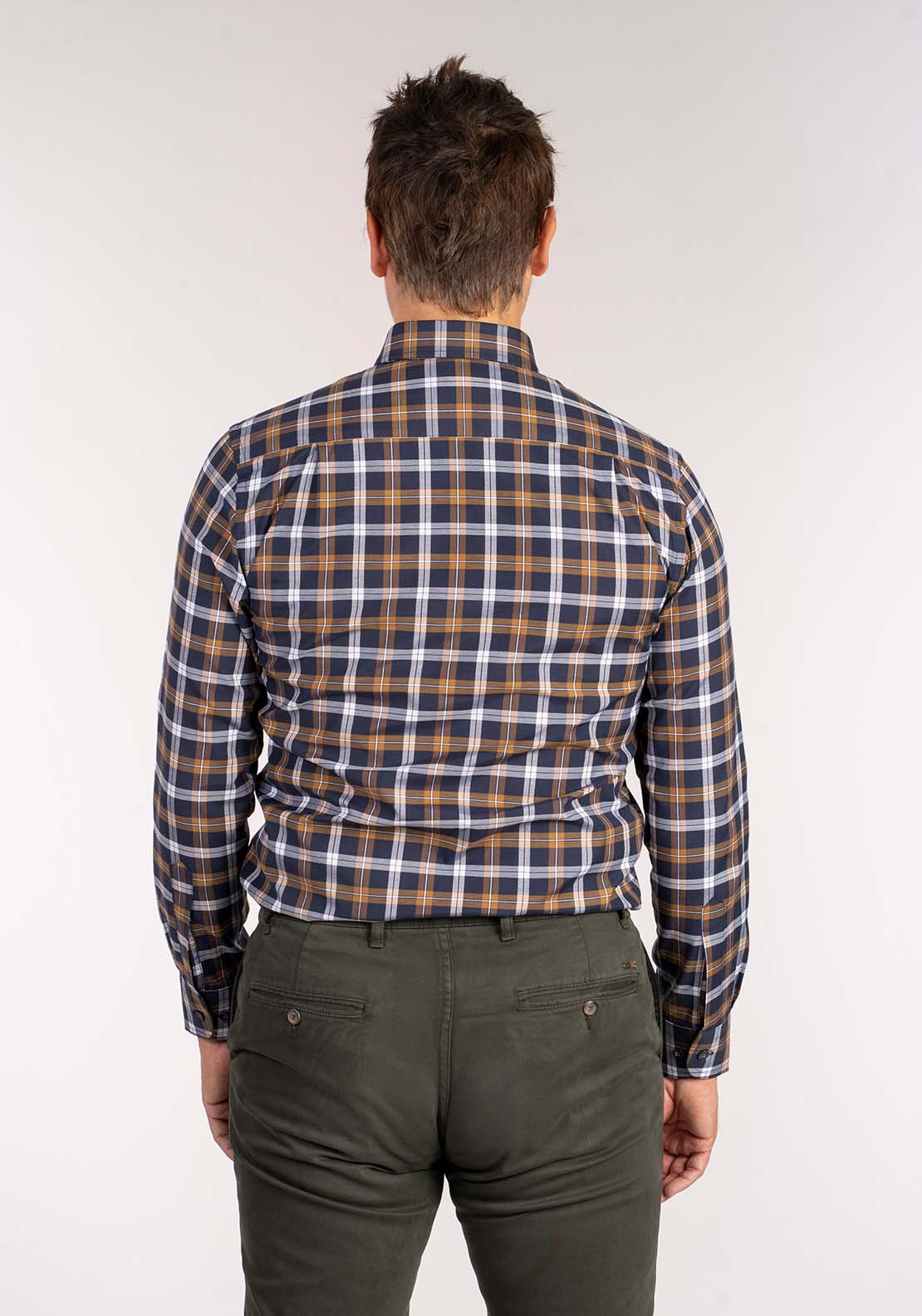 Drifter Long Sleeve Check Shirt - Beige 9 Shaws Department Stores