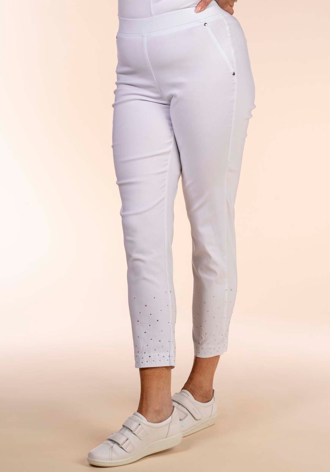Tea Lane Diamante Hem Crop - White 5 Shaws Department Stores